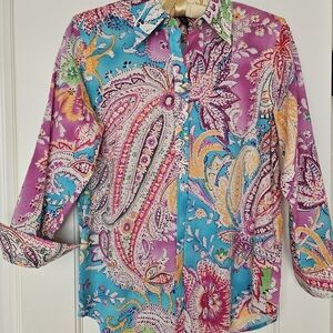 Colorful Paisley Button-Up Shirt